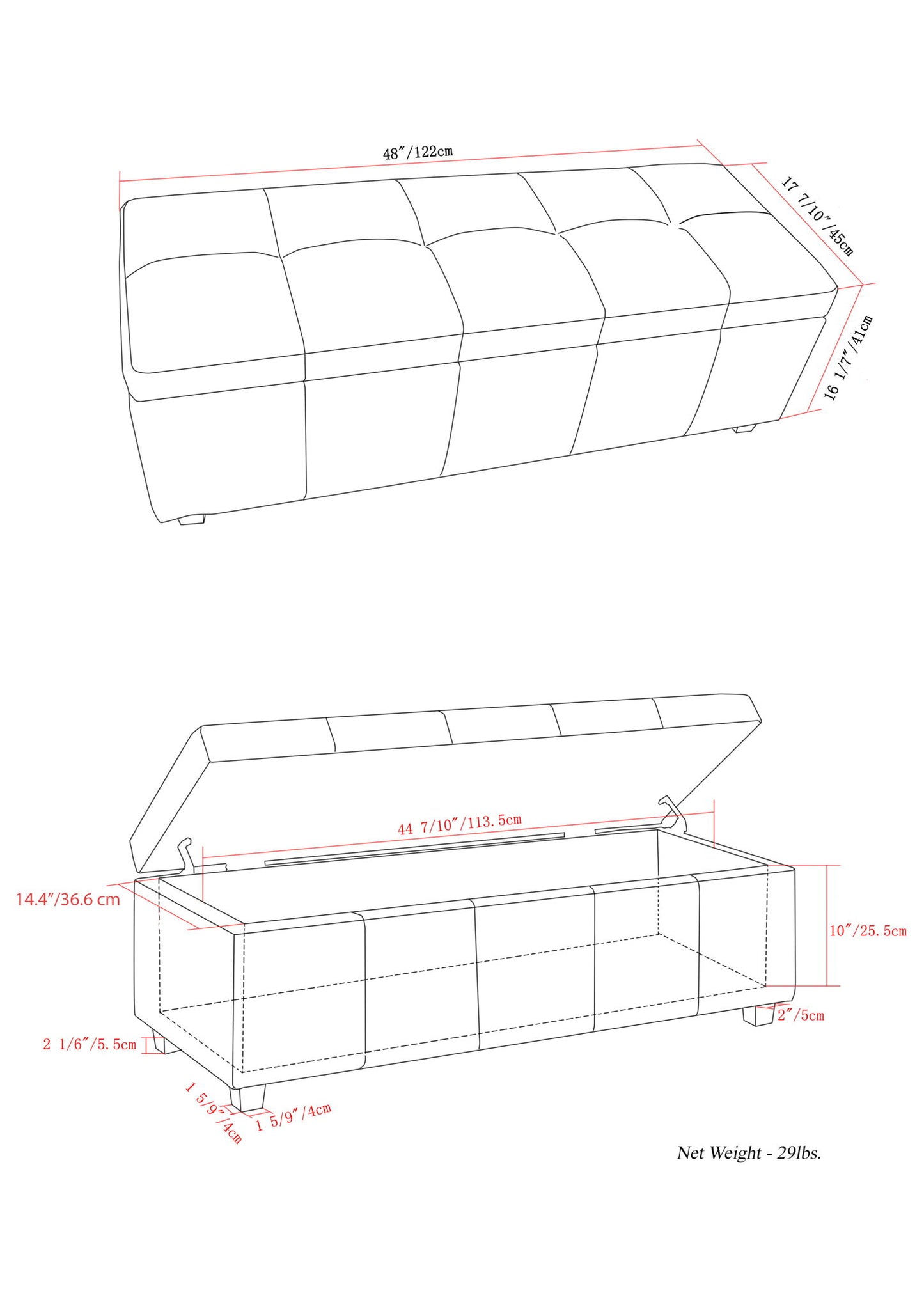 Castleford - Contemporary Storage Ottoman