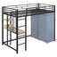 Loft Bed With Desk, Shelves, Power Outlet, LED Light And Wardrobe