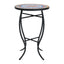 Outdoor Round Side Table With Mosaic Style Top And Curved Iron Legs