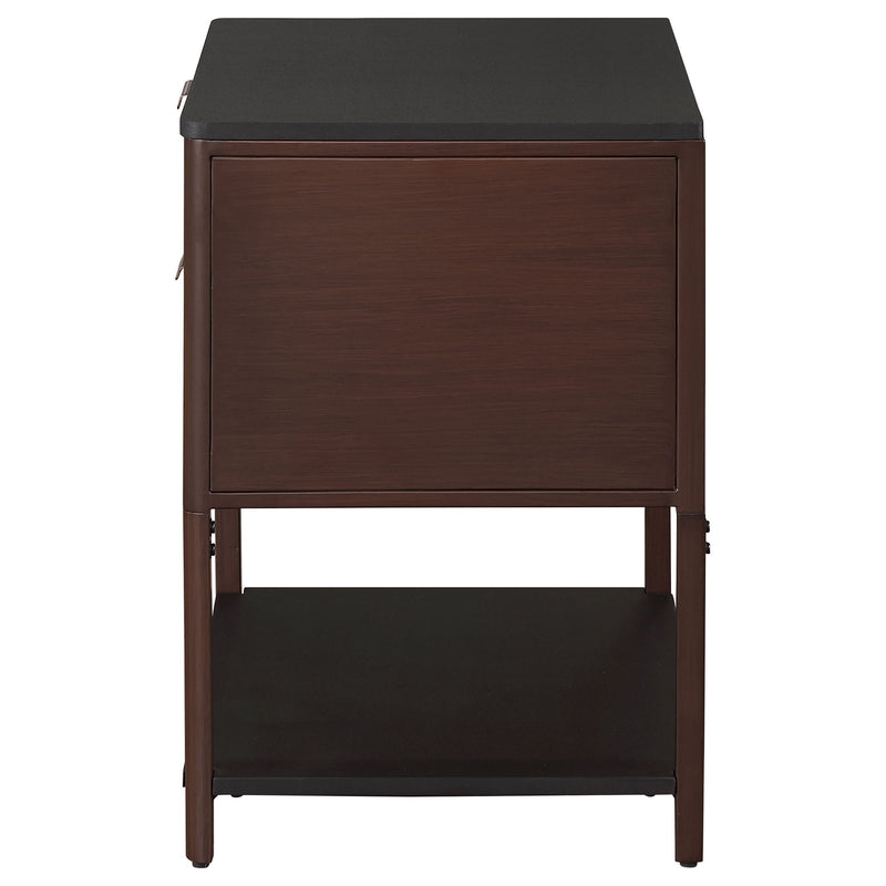 Tova - 2 Drawer Side Table With Shelf - Dark Brown
