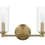 Regal - Double Light Vanity With Clear Ribbed Satin - Antique Brass / Clear