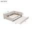 Queen Size Upholstered Platform Bed With USB And Twin Trundle - Beige