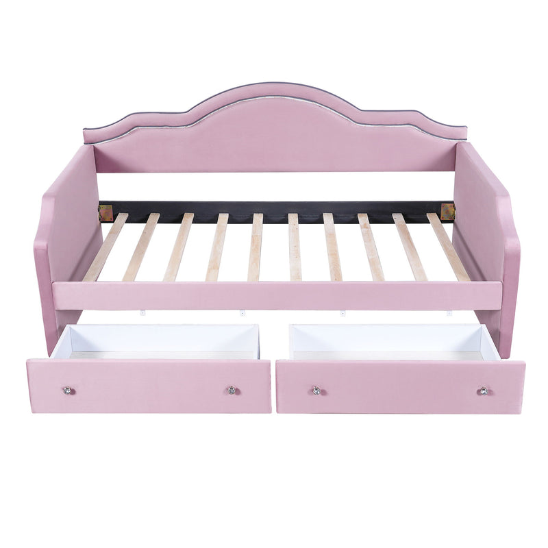 Upholstered Daybed With LED Lights And 2 Drawersme
