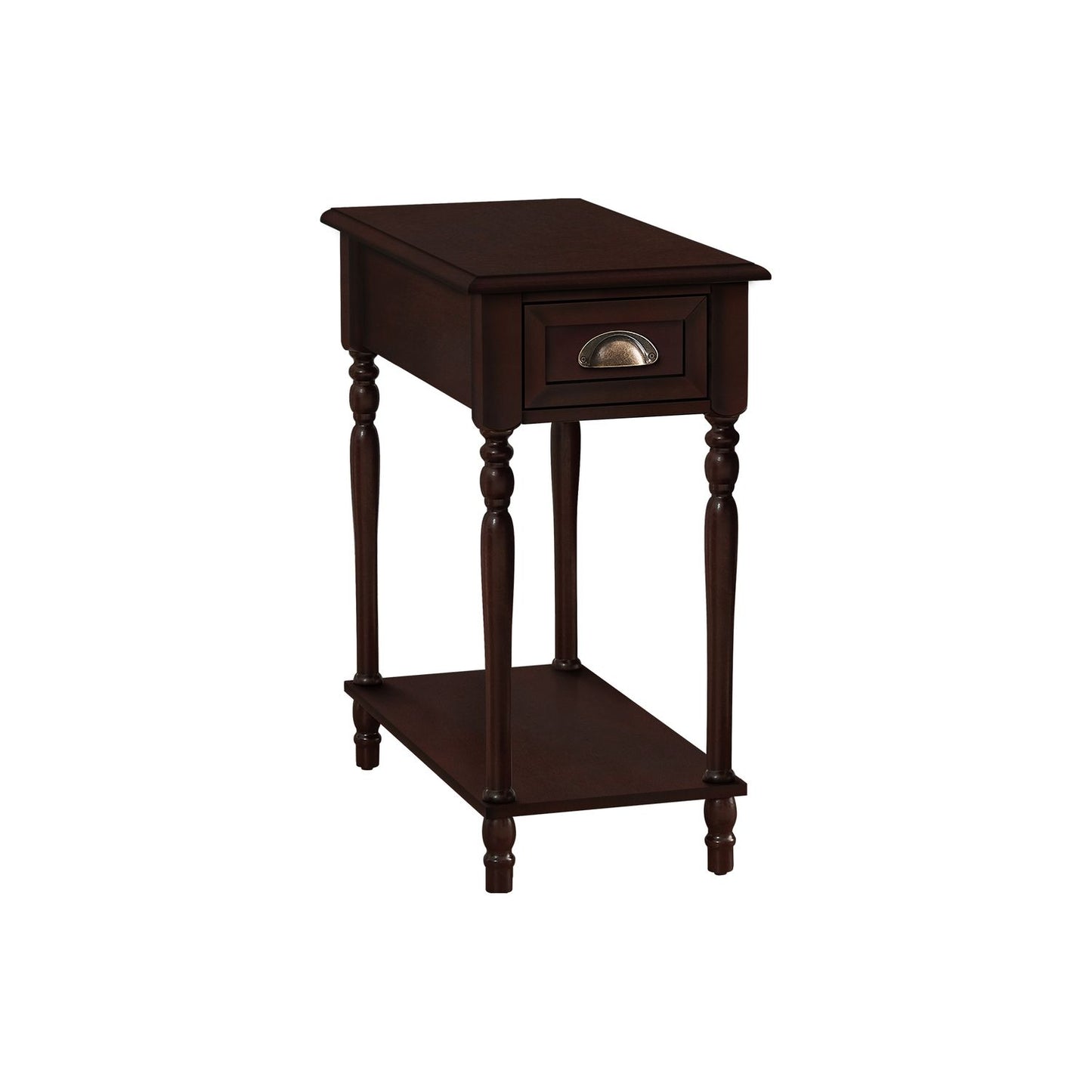 Accent Side Table, 2 Tier, Storage Drawer, Stylish Traditional Design
