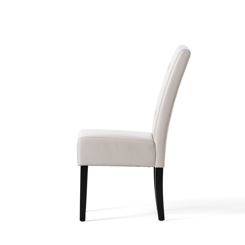 Carter - Silla de comedor 5 Tuft con respaldo capitoné y patas color espresso - Marfil
