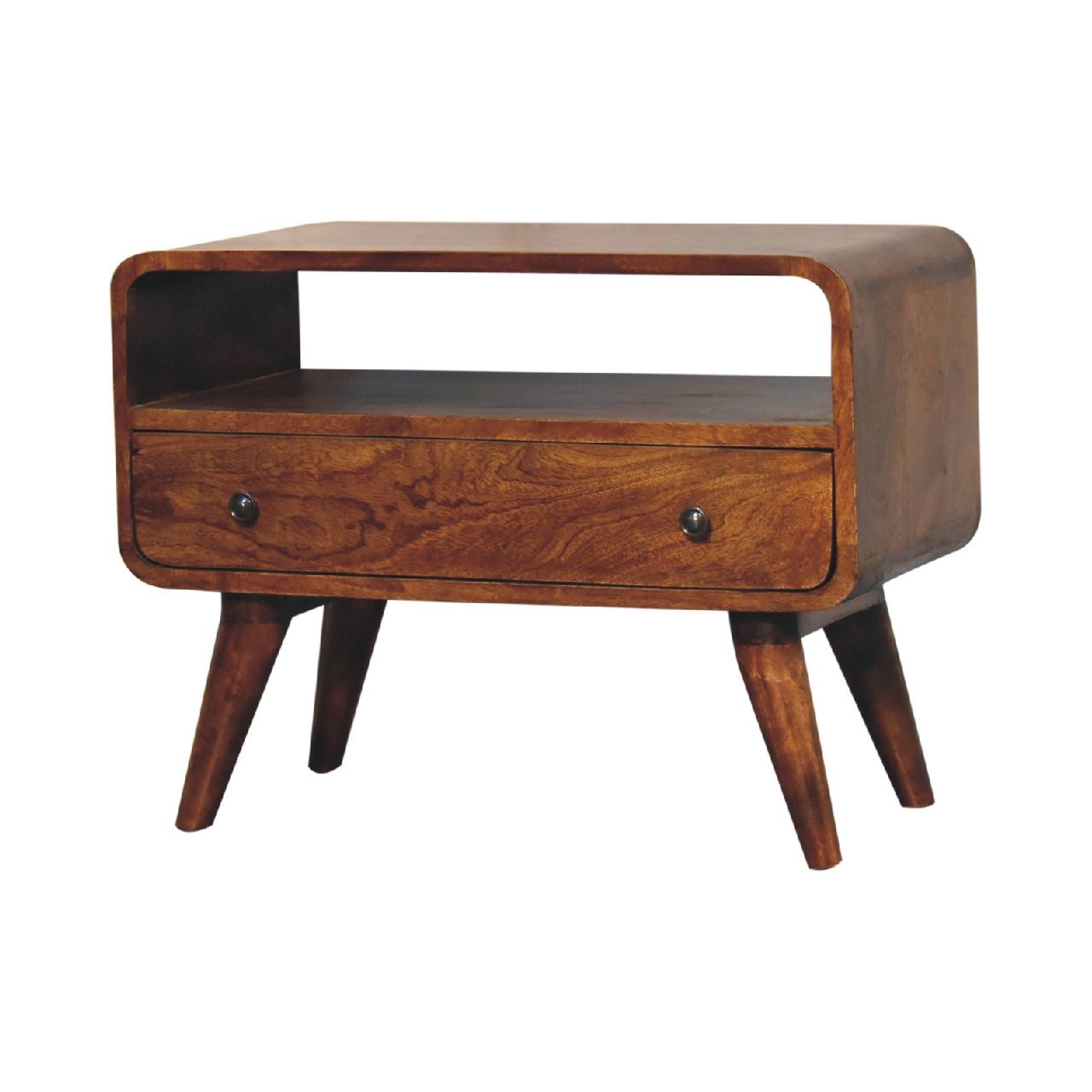 Mini Curved Media Unit - Chestnut
