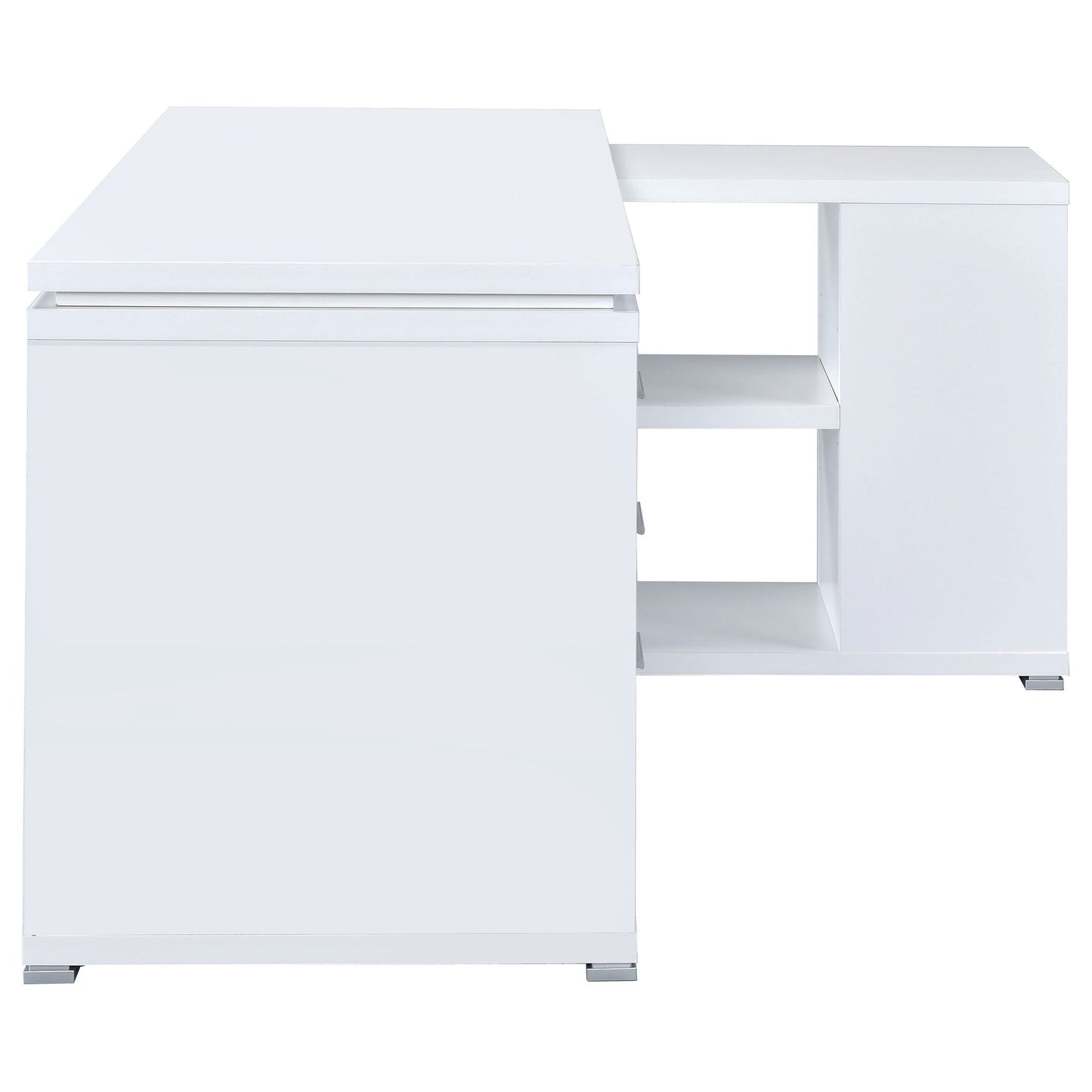Tona - L-Shape Computer Desk With 3 Drawers And 5 Shelves