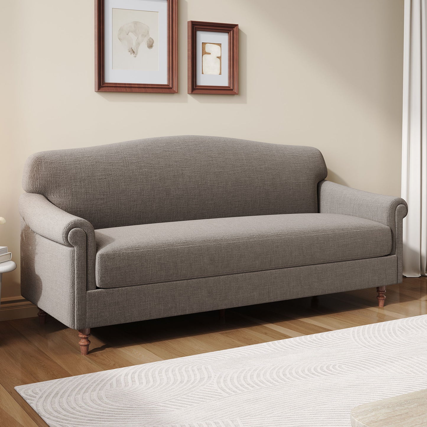 Loveseat Sofa, 2 Seater Couch With Rolled Arms