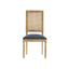 French Country Dining Chair With Rectangular Cane Backrest And Smooth Upholstered Seating