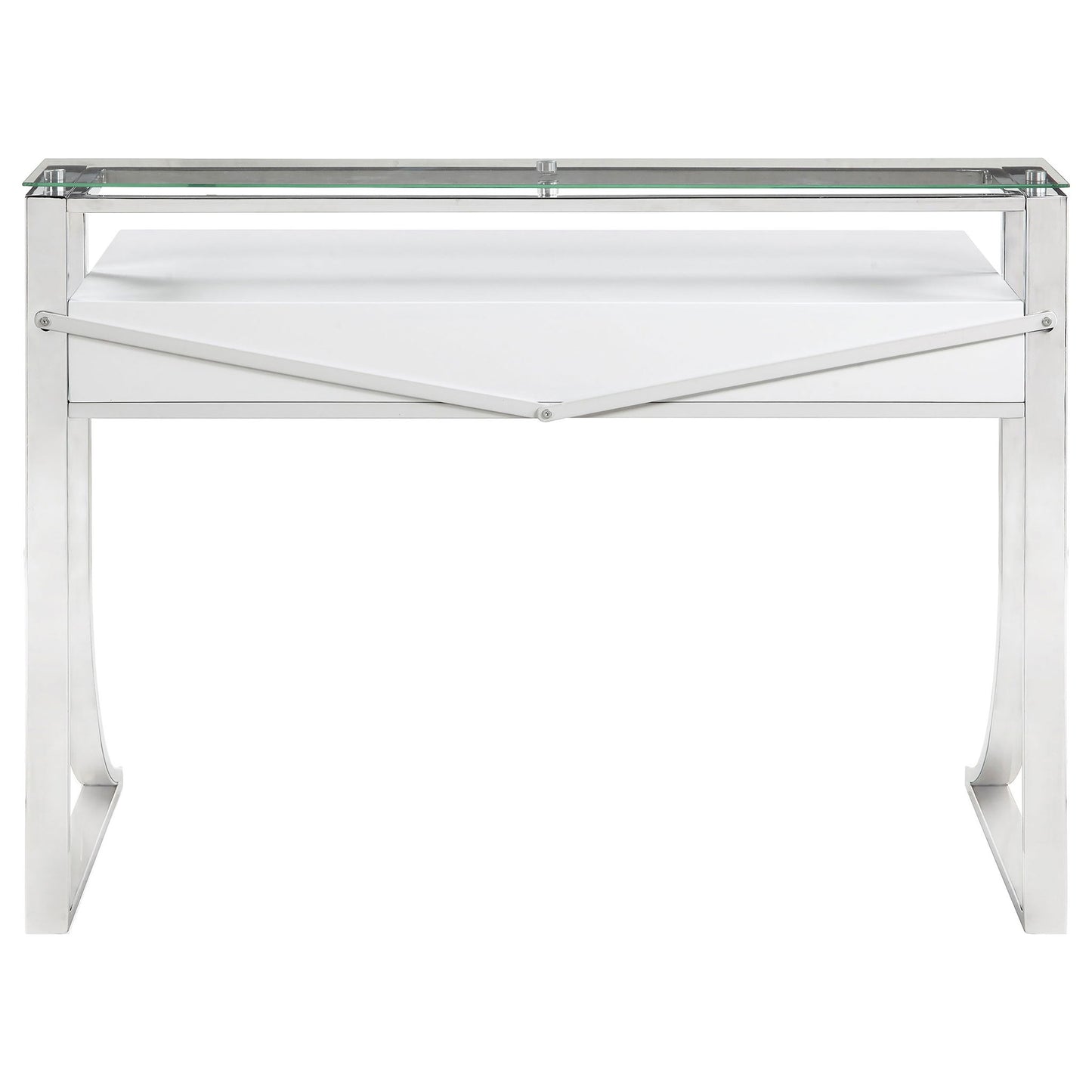 Serrano - 2 Drawer Writing Desk With Polished And Tempered Glass Hutch - Glossy White