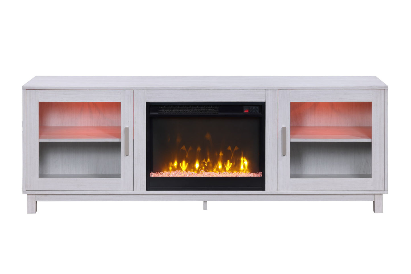 Summit - TV Stand Console With Fireplace - White Walnut Finish