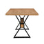 Farmhouse Style X Shaped Legs Dining Table With Metal - Natural