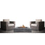 3 Piece Patio Rattan Furniture Set With Cushions Fire Pit - Brown