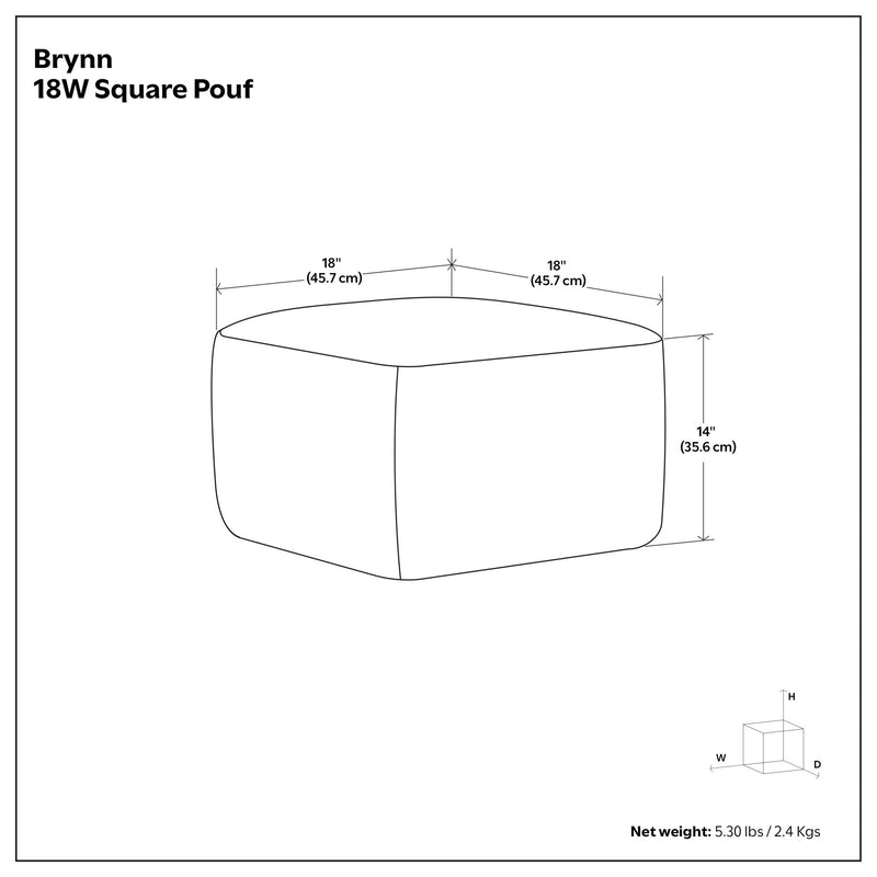 Brynn - Square Pouf - Patterned Black / Natural