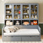 Daybed With Glass Door Storage Cabinets, Built In LED Lighting And Shelves