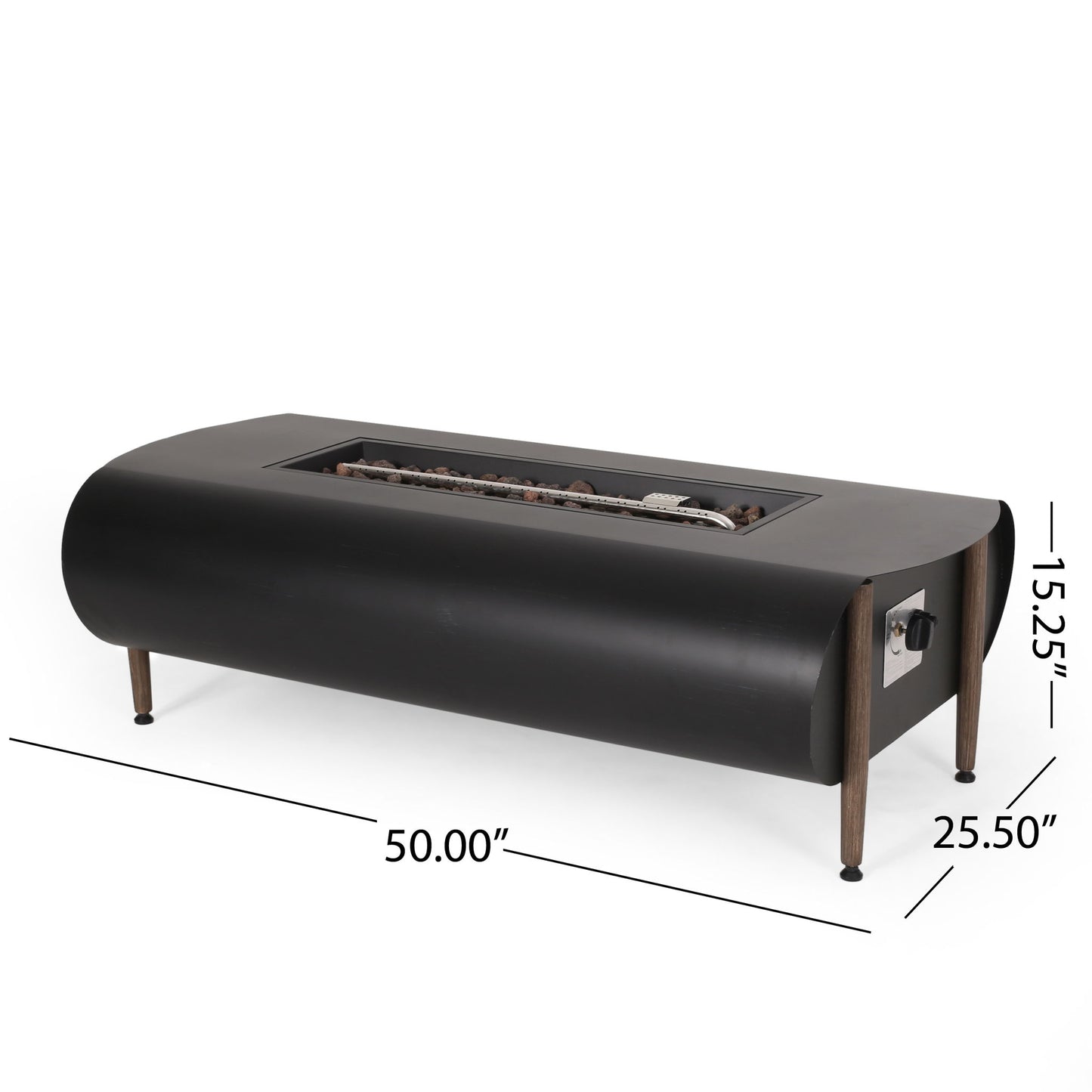 Vernon - Rectangle Fire Pit 50, 000 Btu - Dark Gray