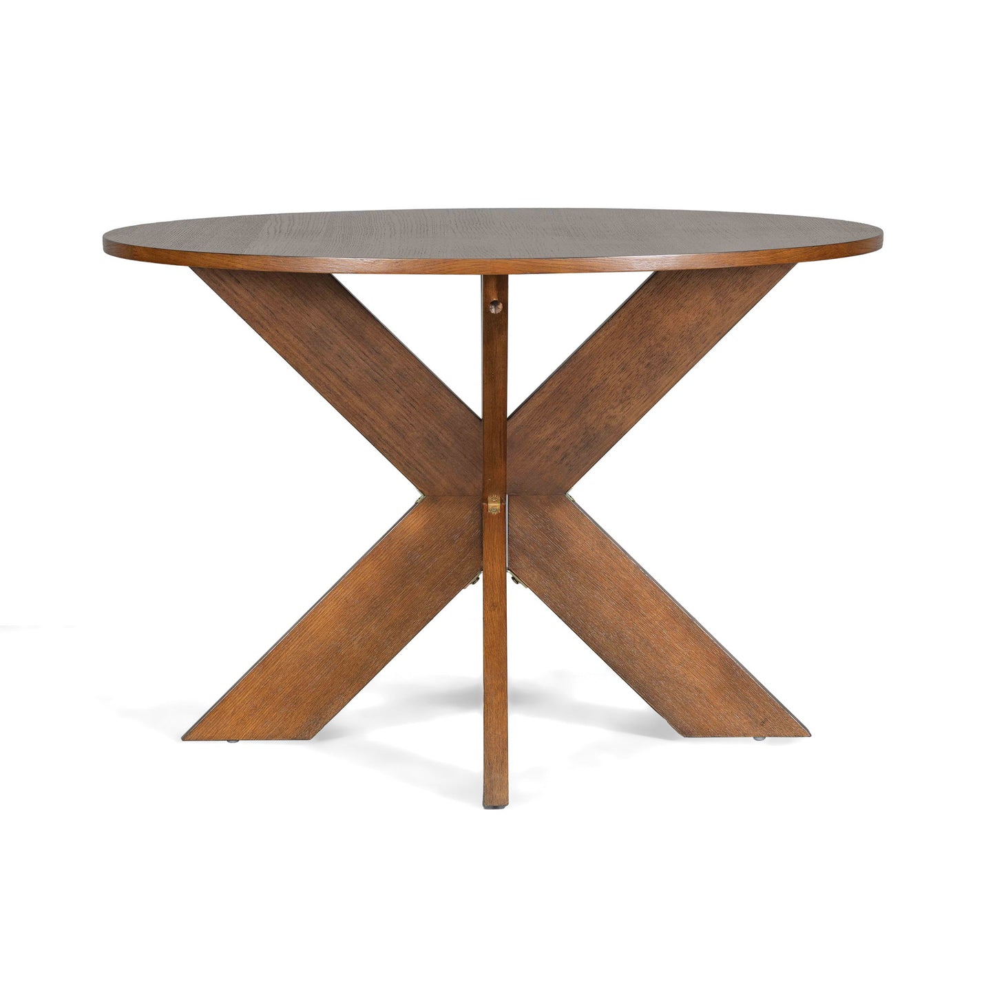 5 Piece Indoor Dining Set, Round Table & 4 Brown Arm Chairs - Beige / Brown / Cherry