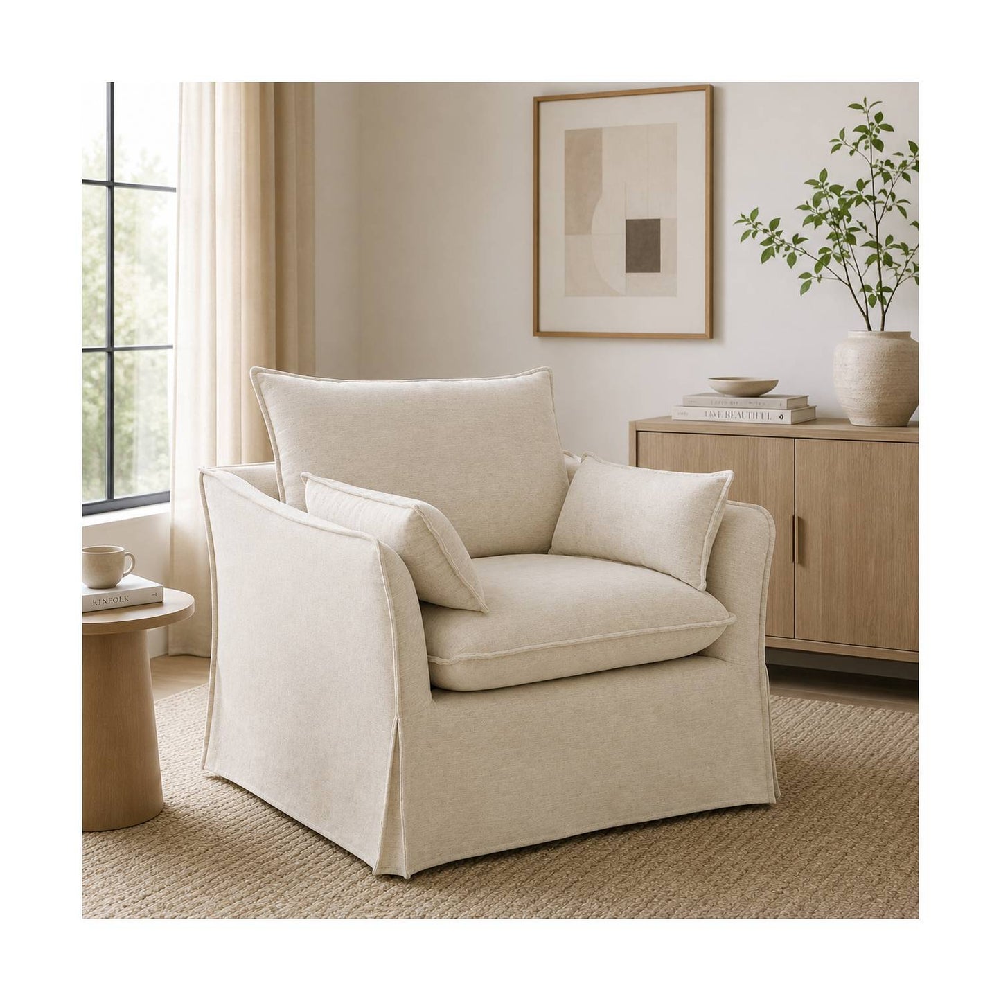 Shane - Chair With 2 Pillows - Beige