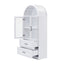 Arched Top Storage Cabinet With Fixed 2 Tier Shelves, 2 Large Drawers