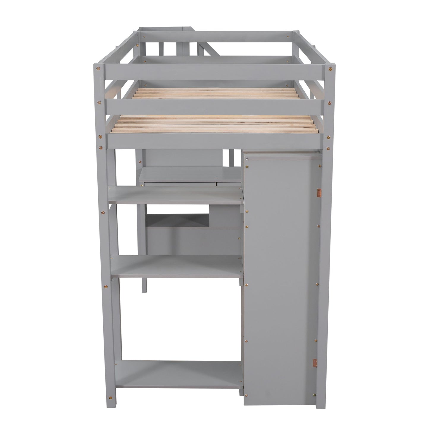 Loft Bed With Storage Drawers, Desk And Stairs With Shelves