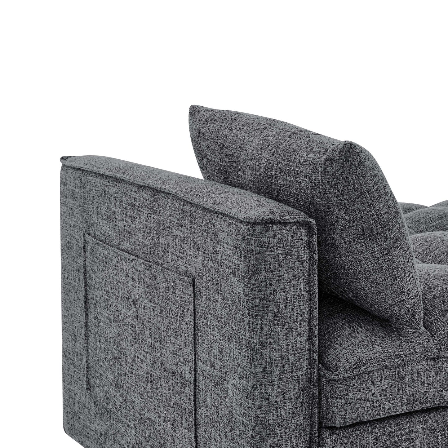 Sienna - Tufted Convertible Sleeper Sofa With Chaise - Gray