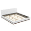 Elegant Boucle Upholstered Bed With Wood Grain Textured Solid Wood Base Frame