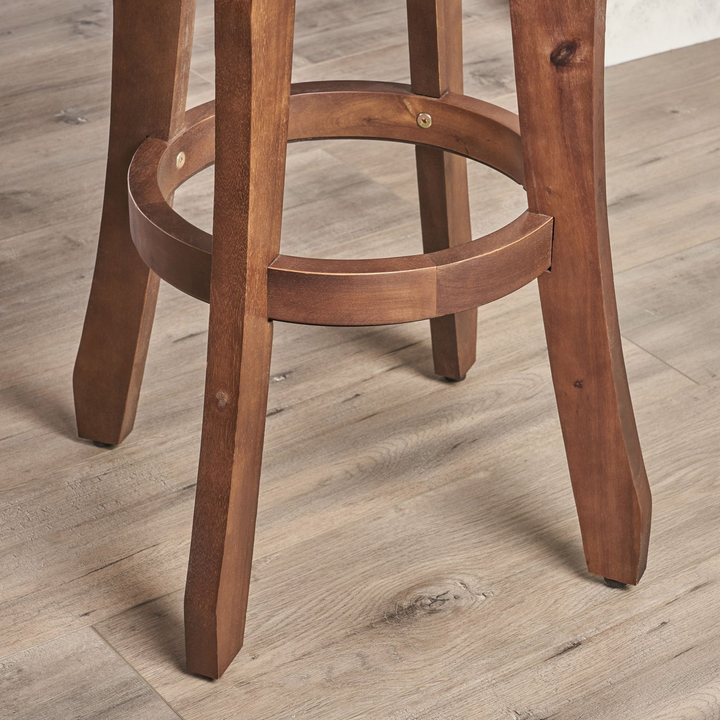 Primrose - Outdoor Acacia Wood Barstools With Foot Rest, (Set of 2) - Dark Brown