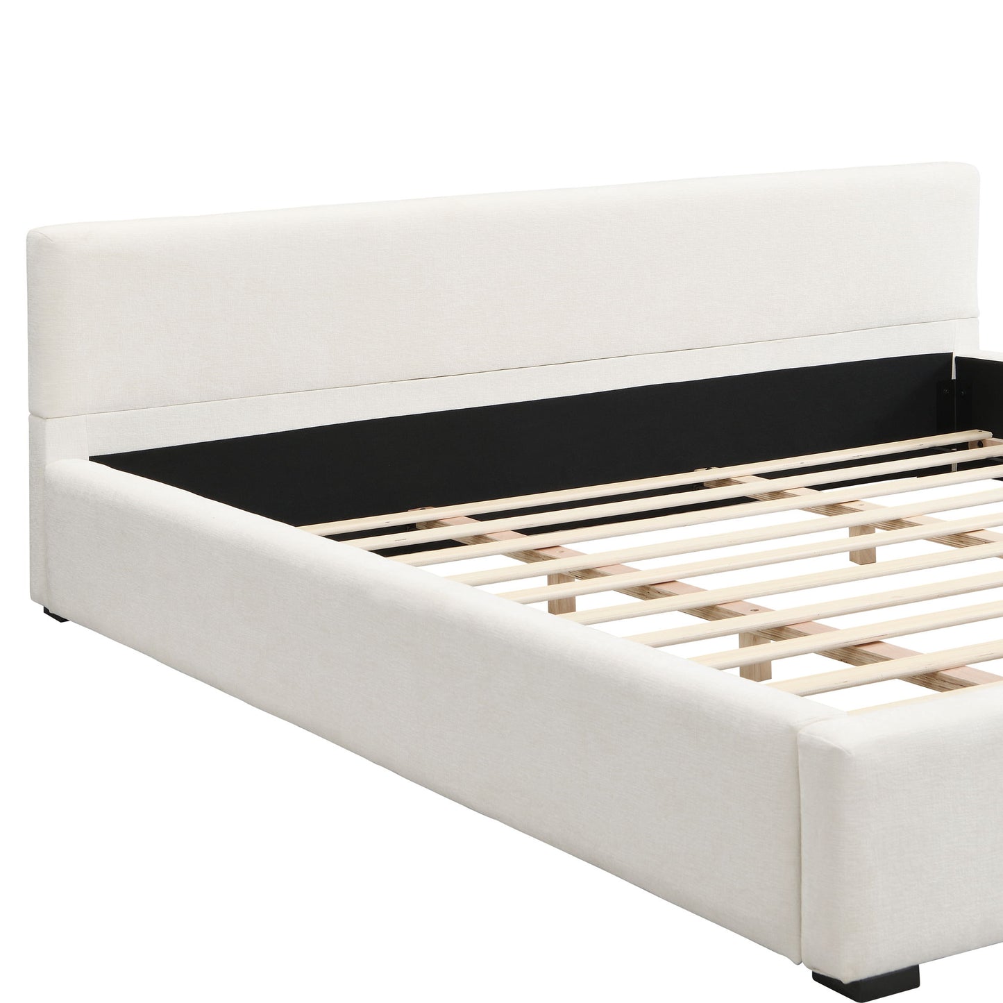 Elegant Wide Edge Bed With Soft Upholstered