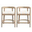 Modern Rubberwood Counter Stool Set With Upholstered Seats