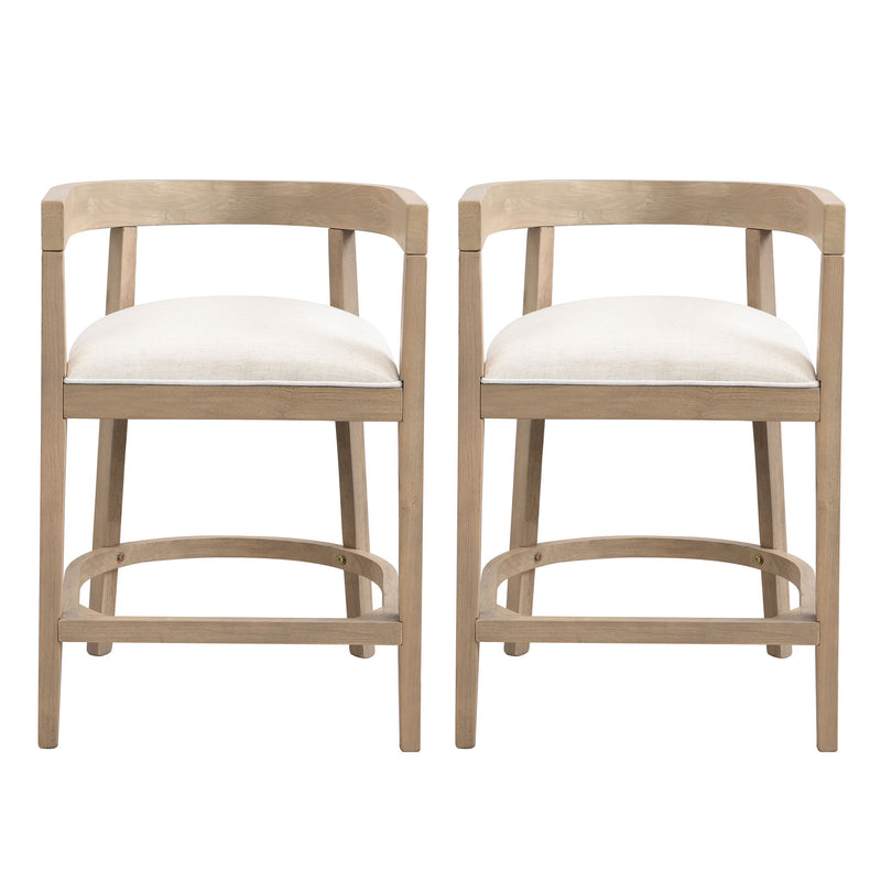 Modern Rubberwood Counter Stool Set With Upholstered Seats