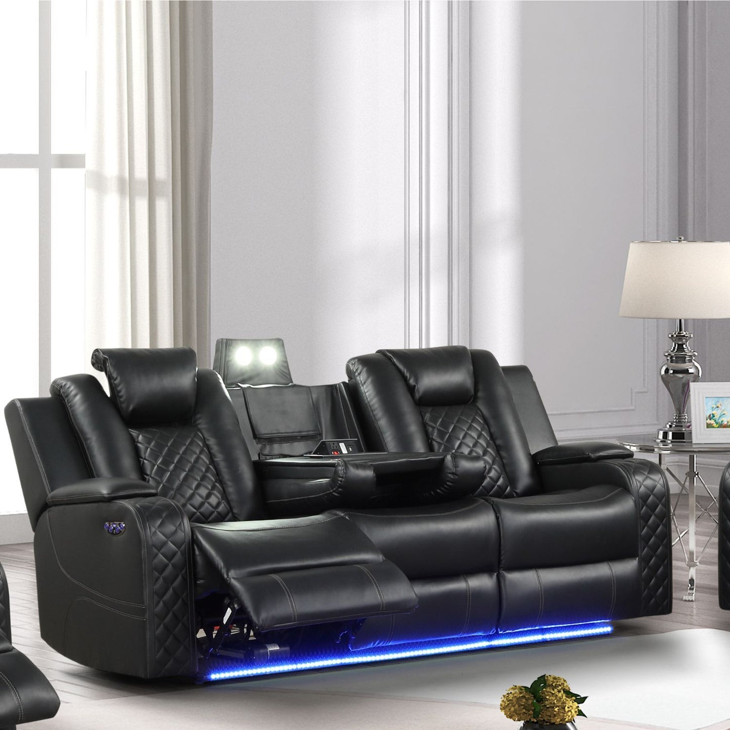 Benz - LED & Power Recliner With Adjustable Headrests And Ambient LED Lighting