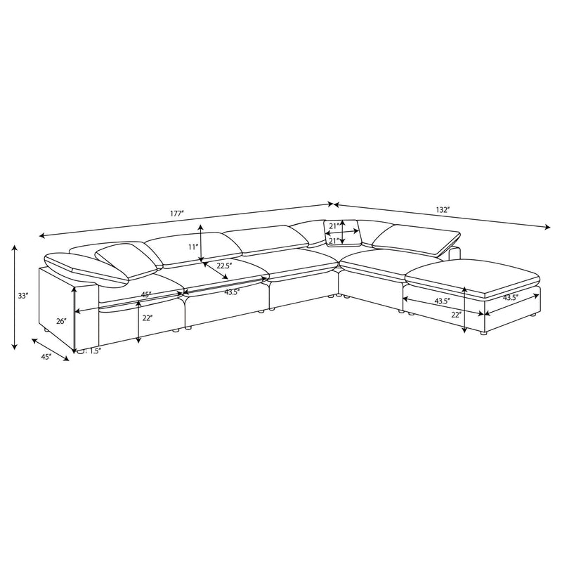 Segoura - 6 Piece Upholstered Modular Sectional With Ottoman - Ivory