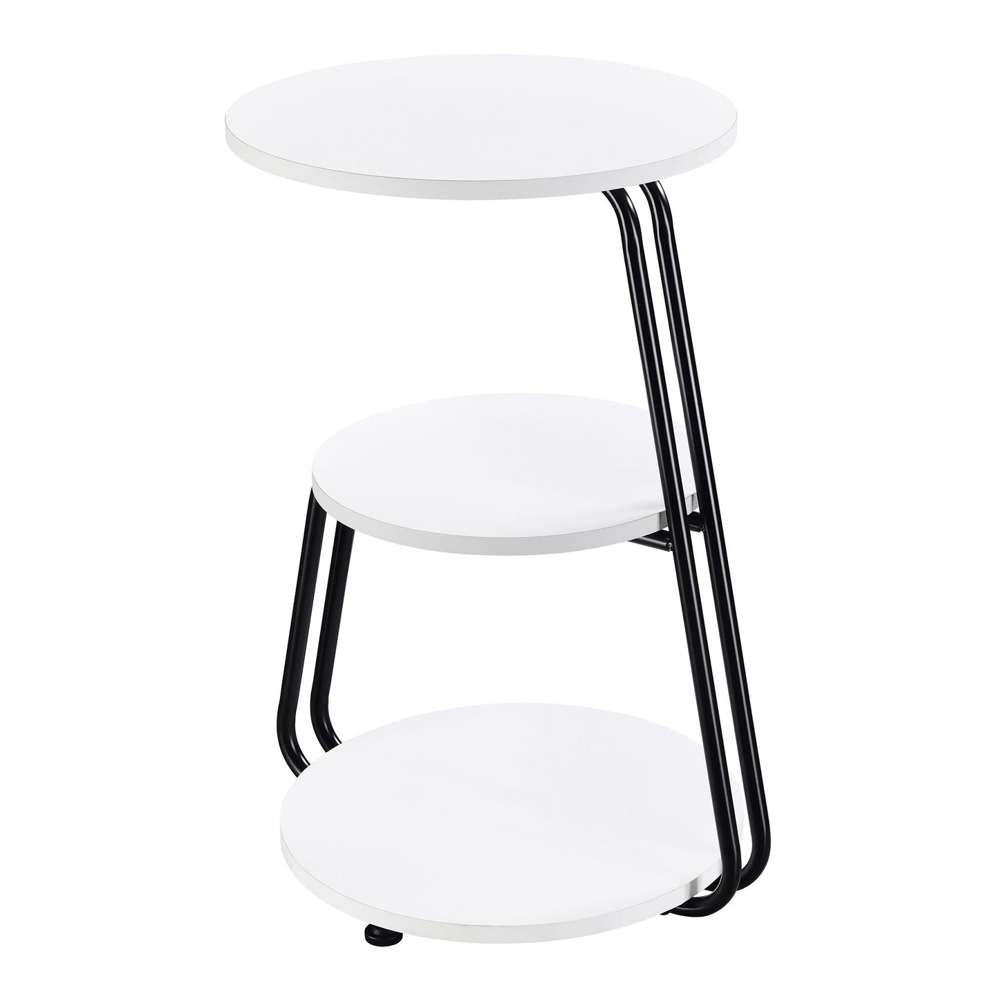 Dixon - 3 Tier Round Accent Side Table With Slim Legs - White / Black