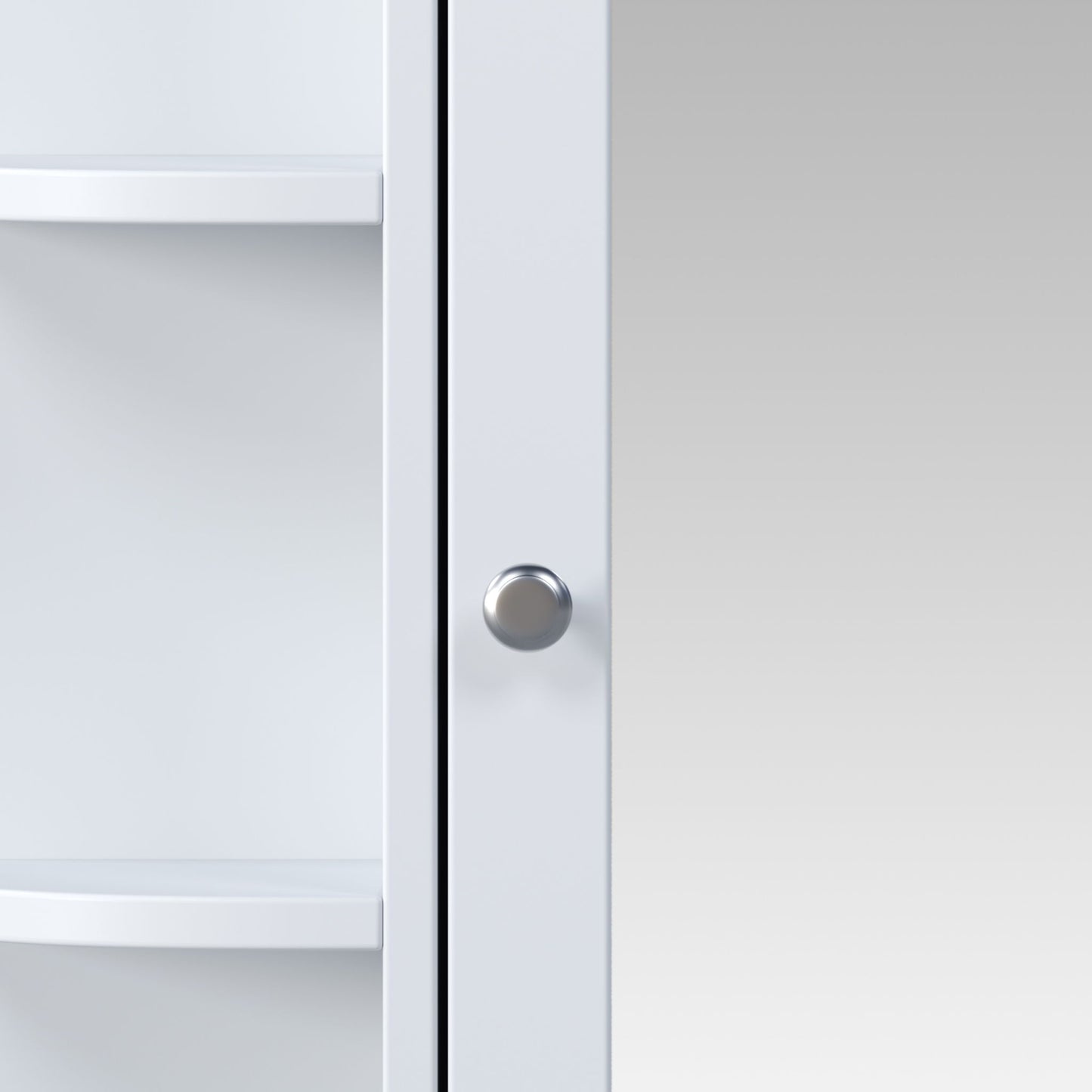 Bathroom Wall Storage Cabinet With Mirror And Adjustable Shelf, 6 Open Shelves