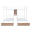 Triple Bunk Bed With Drawers, Multi-Functional Frame With Desks And Shelves In The Middle