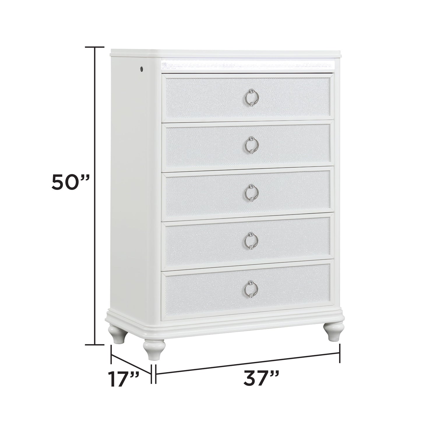 Abigale - 5 Drawer Chest With LED Lighting - White