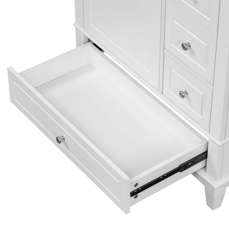 Freestanding Bathroom Vanity With Sink, Soft Close Door, 3 Drawers - White