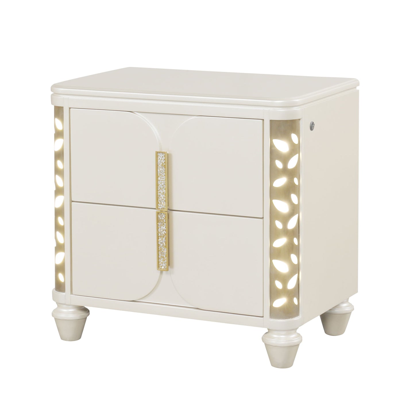 Cinderella - Nightstand With LED Accents And 2 Storage Drawers - Beige
