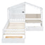 House Bed With Upholstered Sofa, Wireless Charging Station, Shelves And 2 Drawers