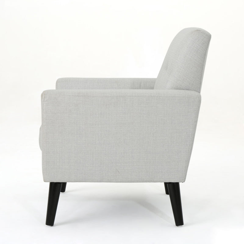 Radiantize - Upholstered Fabric Club Chair With Square-Off Back And Button Tufted - Light Gray