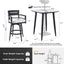 Modern Outdoor Patio Bar Set, Rounded Square Table & Bar Chairs, Non Rust Frame, Tapered Legs, Sunbrella Cushion