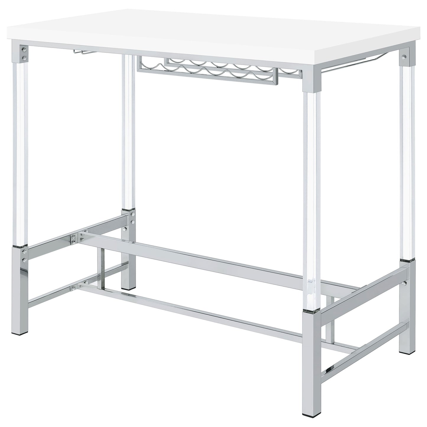 Tonneson - Bar Table With Trestle Base And Wine Storage - White