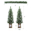 Artificial Christmas 3 Piece Set Wreath And 2 Entrance Trees With LED Lights - White / Green