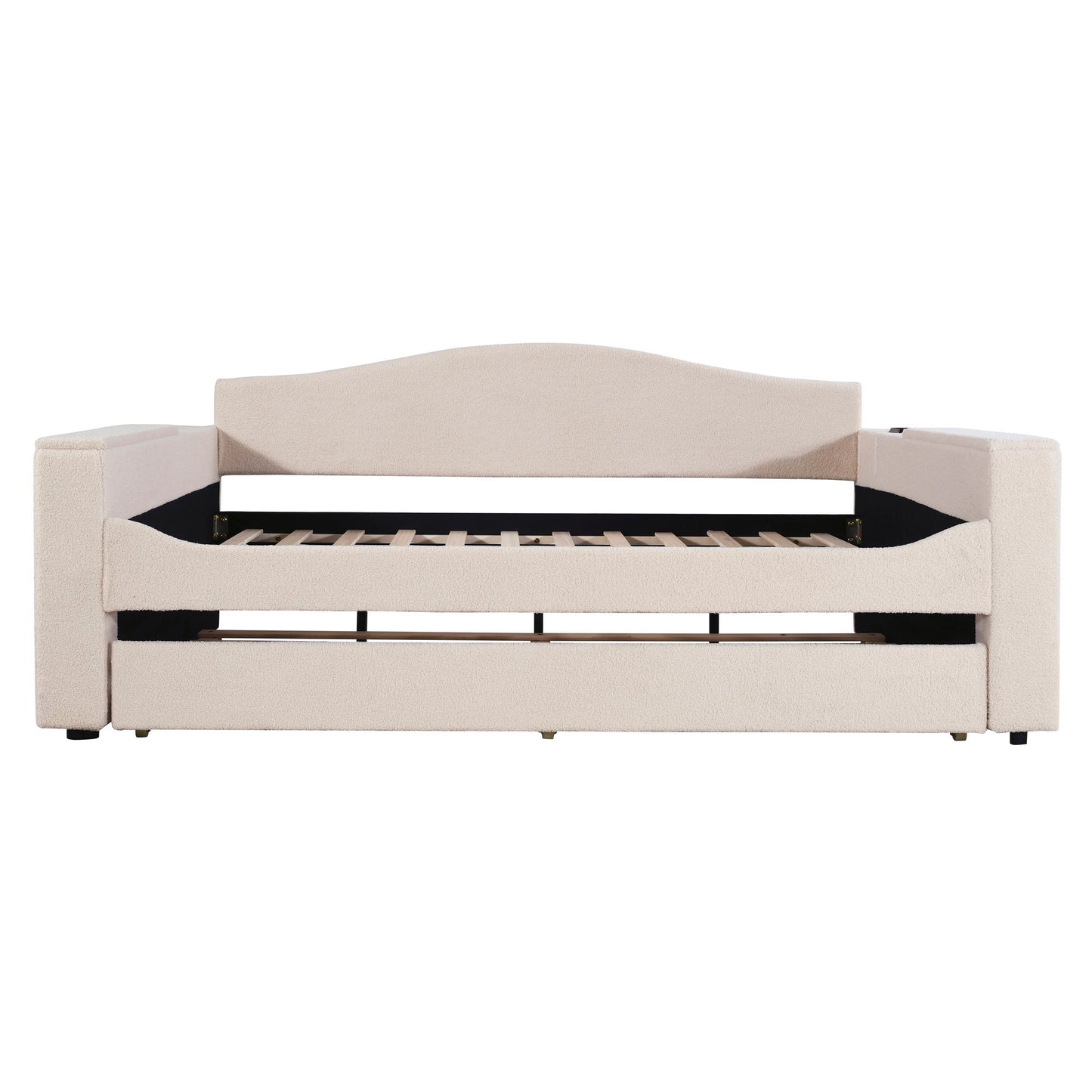 Upholstered Daybed With Storage Armrests, Trundle And Latest Integrated tooth Audio System