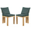 5 Piece Indoor Dining Set With Fluted Table Upholstered Chairs - Green / Natural