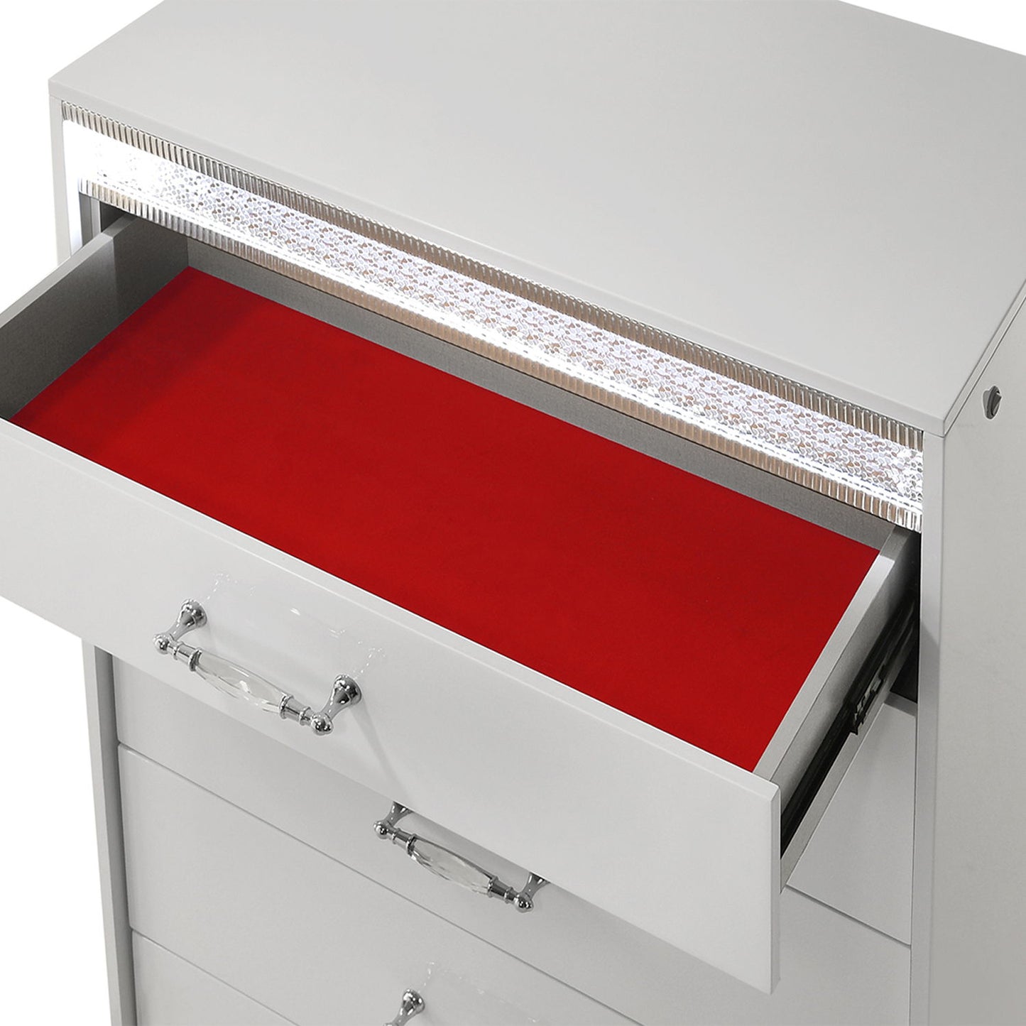 Glam - 5 Drawer Chest & LED Lighting - White