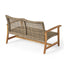 Outdoor Rattan Loveseat With Wooden Legs - Brown