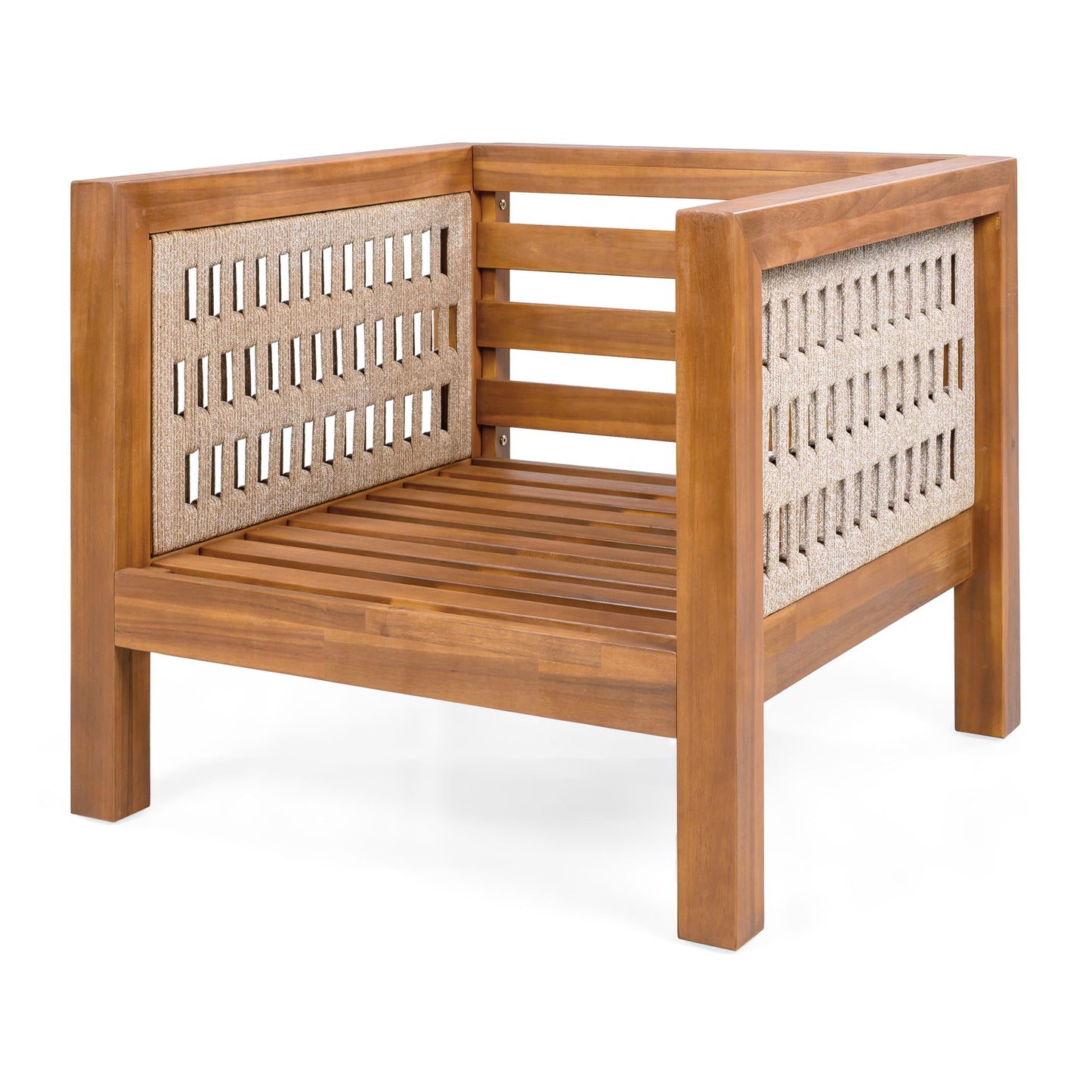 Outdoor Club Chair & Rope Arm And Cushions