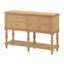 Console Table With 4 Soft Close Drawers, Thick Bottom Shelf For Living Room - Natural