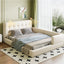 Queen Size Upholstered Platform Bed With 2 Reading Lights - White